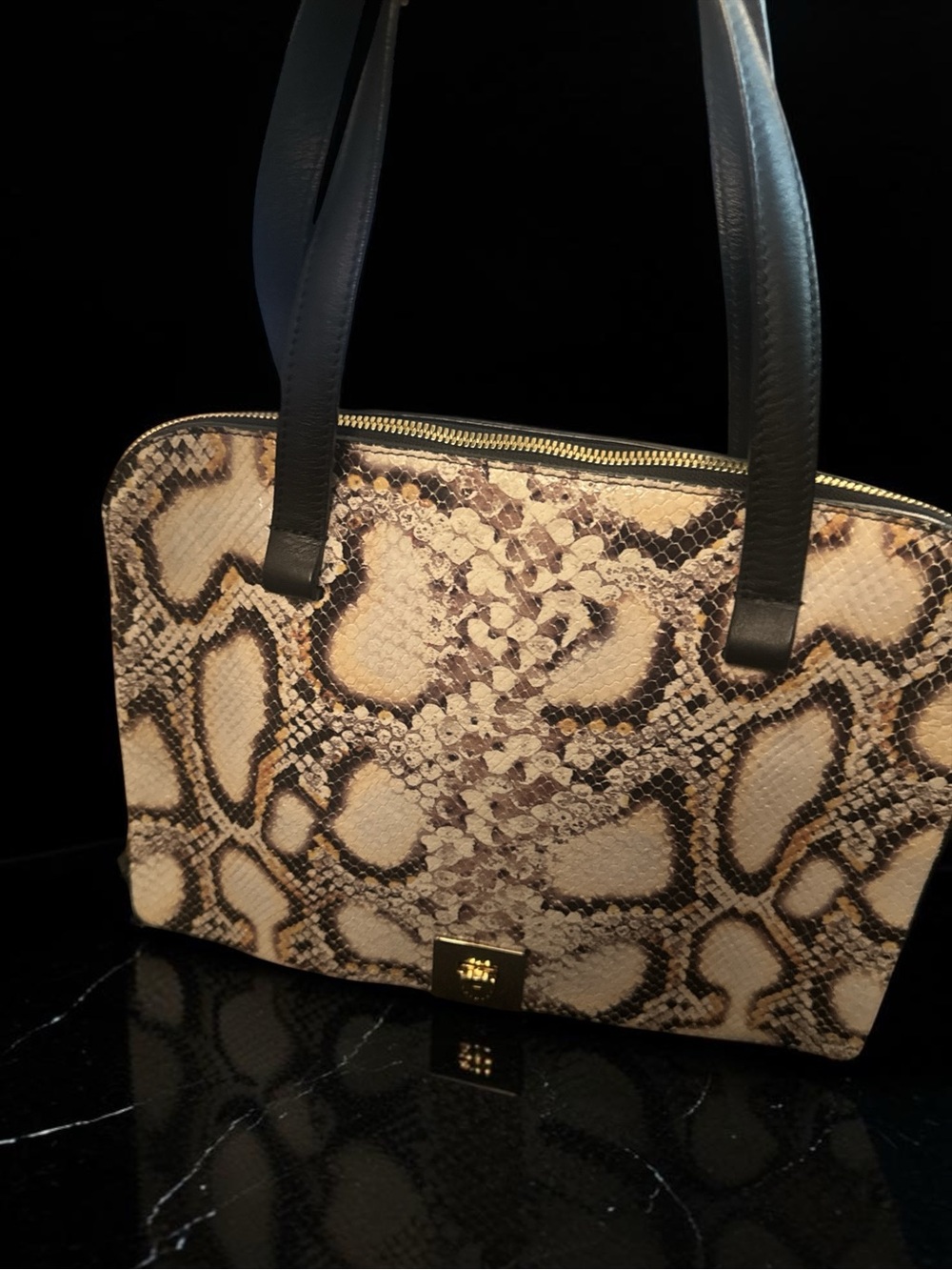 Furla Python-Effect Shoulder Tote with Black Handles